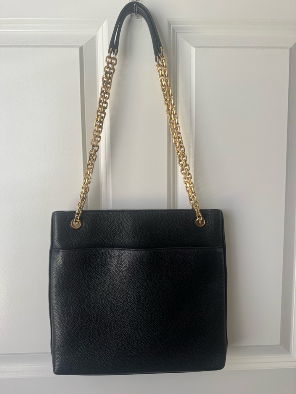 Tory Burch Black Pebbled Leather Shoulder Bag or Crossbody w/Gold Chain - Picture 6 of 7